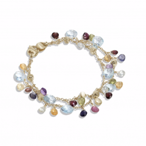 Marco Bicego Paradise Collection 18K Yellow Gold Blue Topaz and Mixed Gemstone Double Strand Bracelet